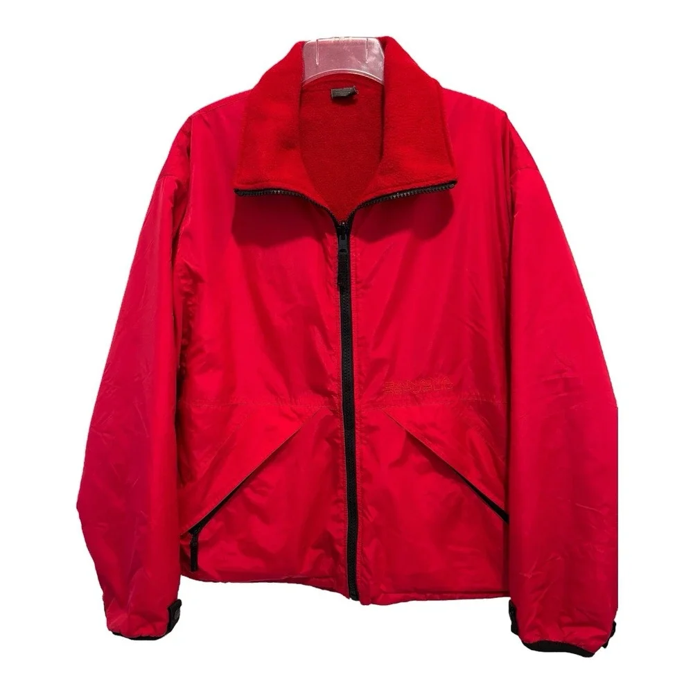 Vintage Banana Republic Jacket Red Reversible Nylon Fleece Mens Small Read‎ Desc